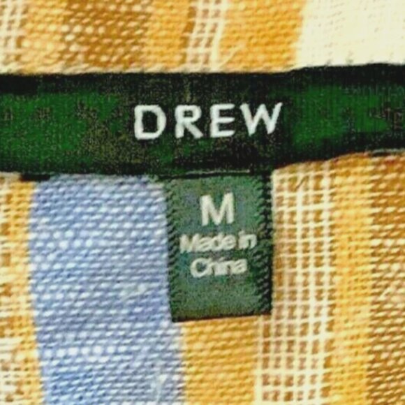 DREW "Beverly" Linen-Rayon Blend Striped Button-Up Ruffle Sleeve Top Sz M #231E - Picture 8 of 10